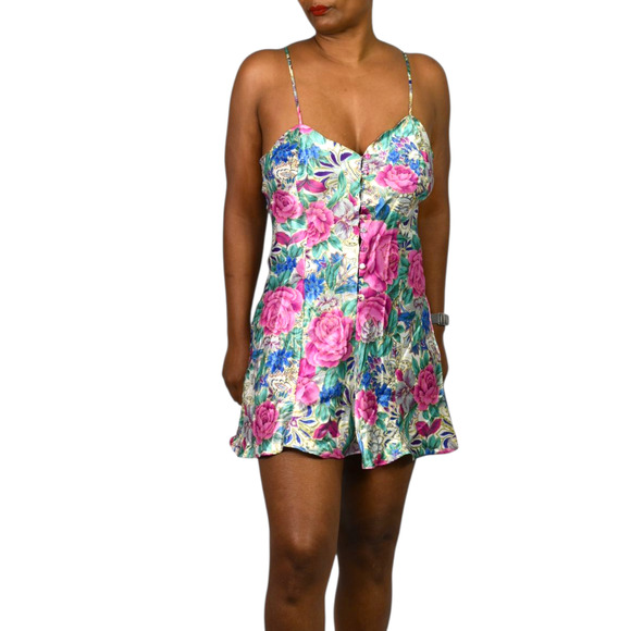 Vintage Victorias Secret Chemise Silky Floral Pink Gold Label Babydoll 90s Small - Picture 13 of 13